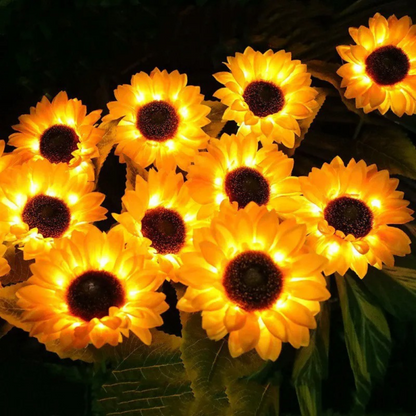 Girassóis LED com carregamento solar (3 cabeças)