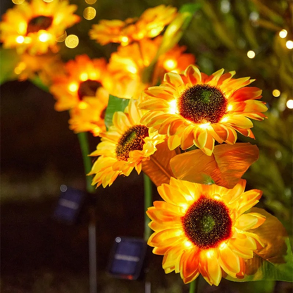 Girassóis LED com carregamento solar (3 cabeças)