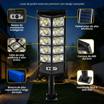 Projetor Solar 800W com Sensor de Movimento