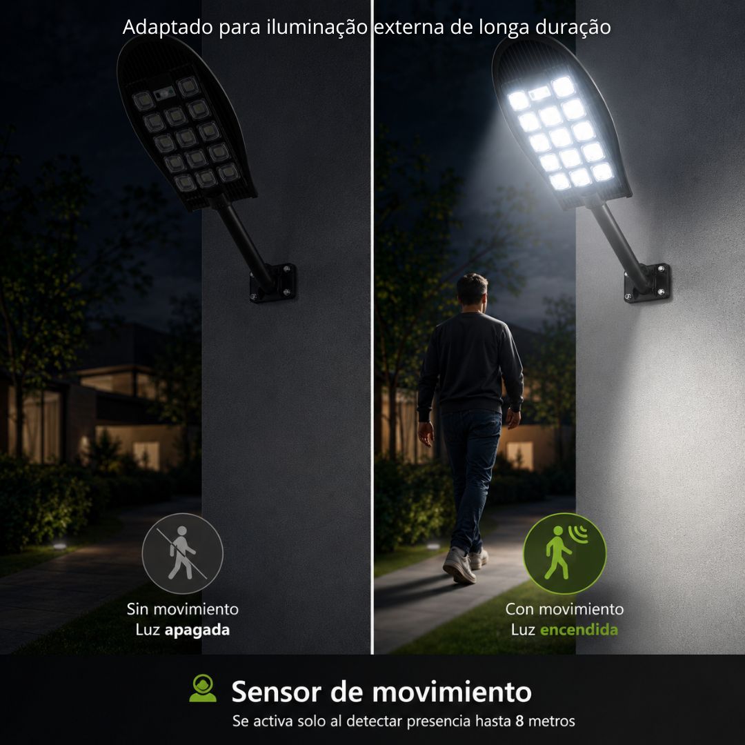 Projetor Solar 800W com Sensor de Movimento