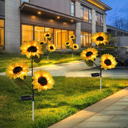 Girassóis LED com carregamento solar (3 cabeças)