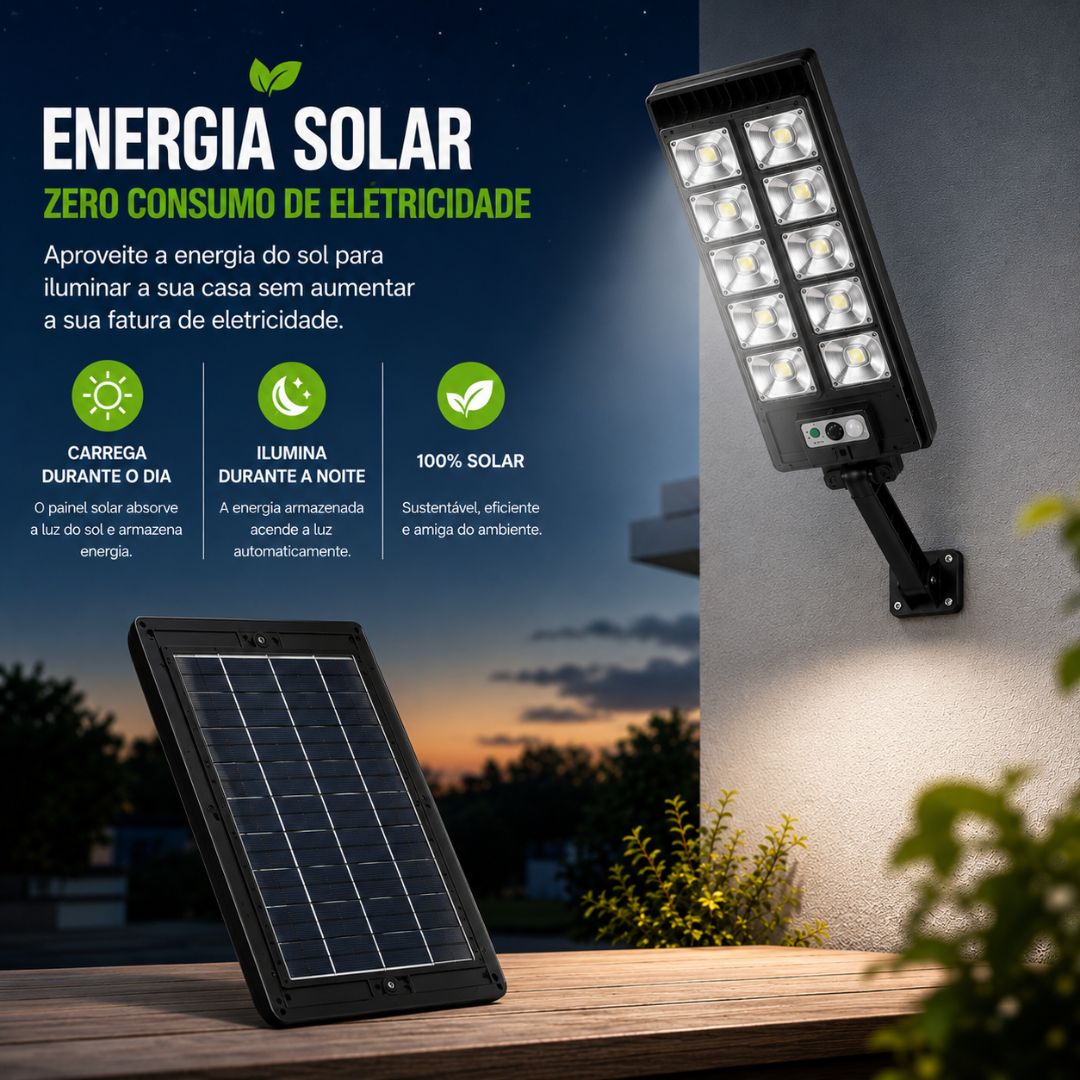 Projetor Solar 800W com Sensor de Movimento
